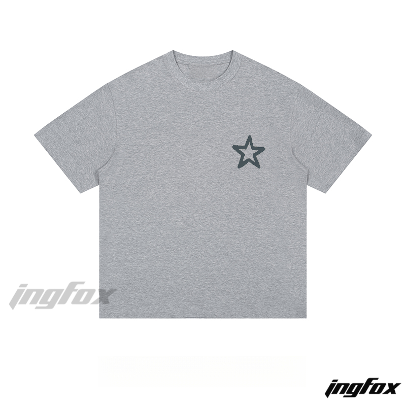 Minimalist Star Accent - Loose Fit Short Sleeve T-Shirt