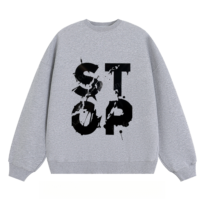 Distressed "STOP" Text - Classic Unisex Fit Crewneck Sweatshirt