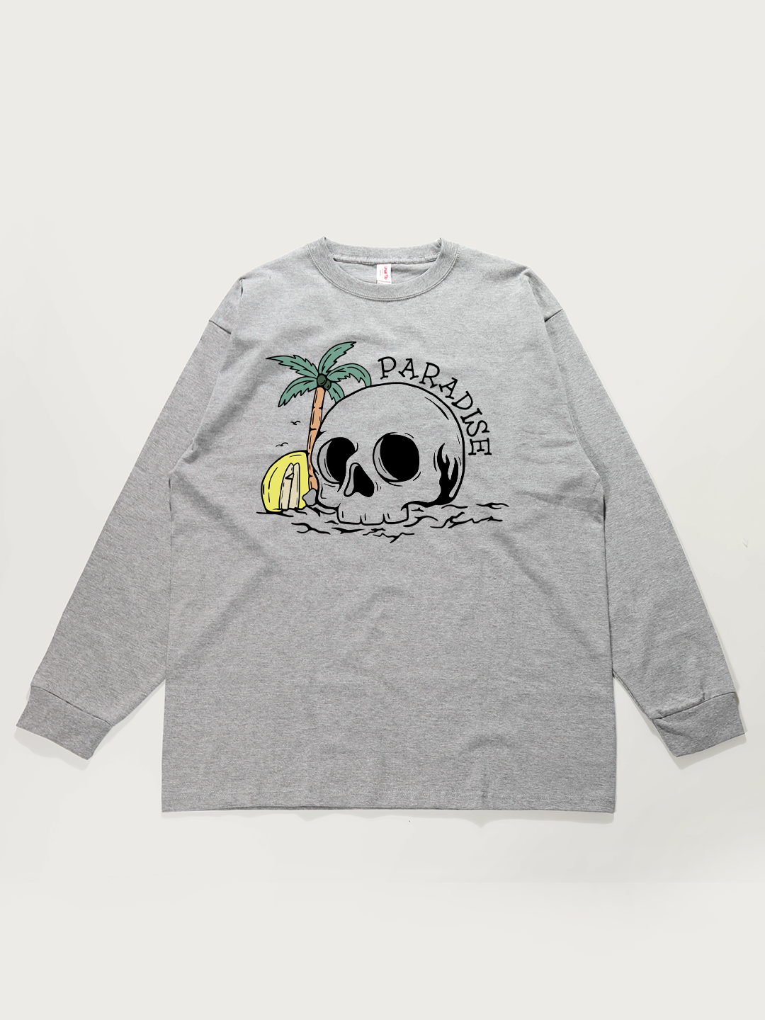 Paradise Skull Beach - Unisex Retro Cotton Long Sleeve T-Shirt