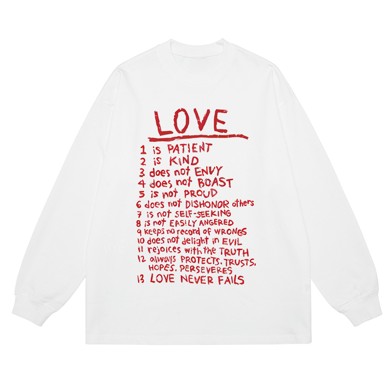 "Love Is..." Biblical Quote - Classic Unisex Fit Cotton Long Sleeve Tee