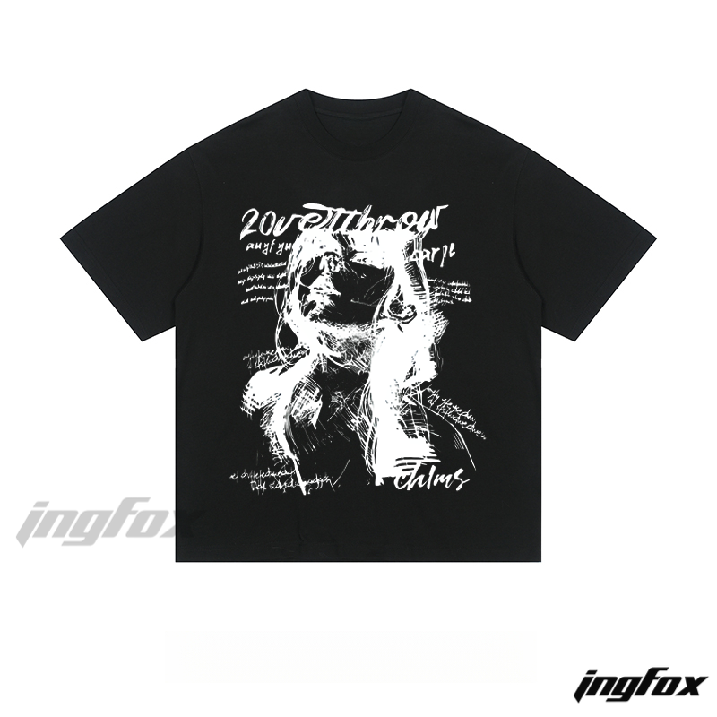Artistic Portrait Scribble - Loose Fit Short Sleeve T - Shirt