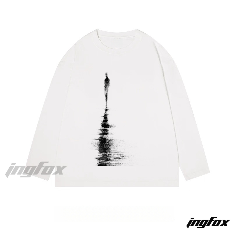 Abstract Figure with Reflection Graphic - Classic Cotton Long Sleeve Tee