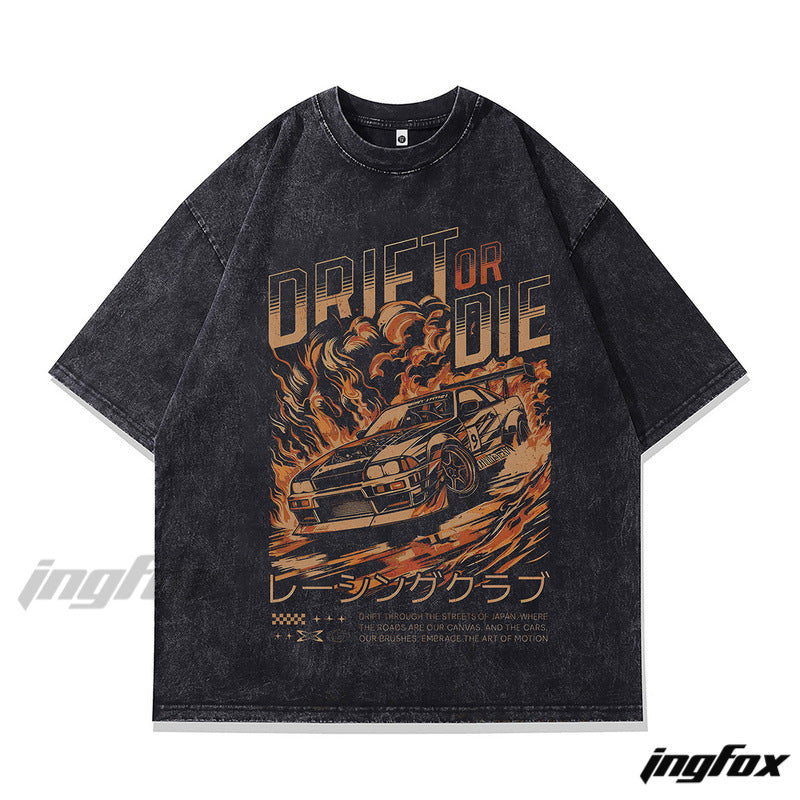 Drift or Die Racing Car - Vintage Washed Oversized T-Shirt