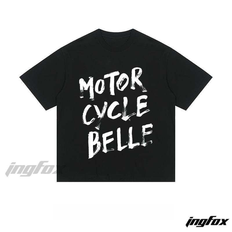 "Motorcycle Belle" Brush Text - Loose Fit Short Sleeve T-Shirt