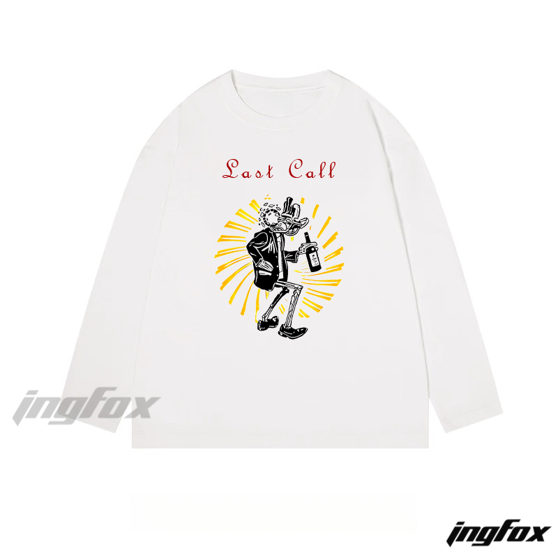 "Last Call" Skeleton - Themed Classic Cotton Long Sleeve Tee