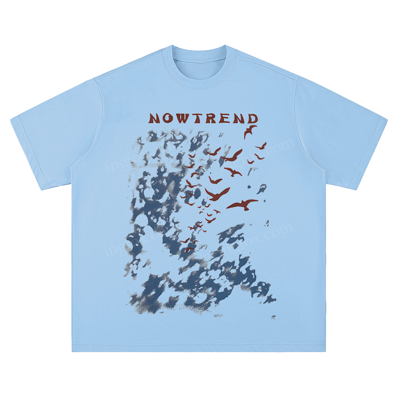 "NOWTREND" Bird & Cloud Graphic - Unisex Fit Short Sleeve T - Shirt