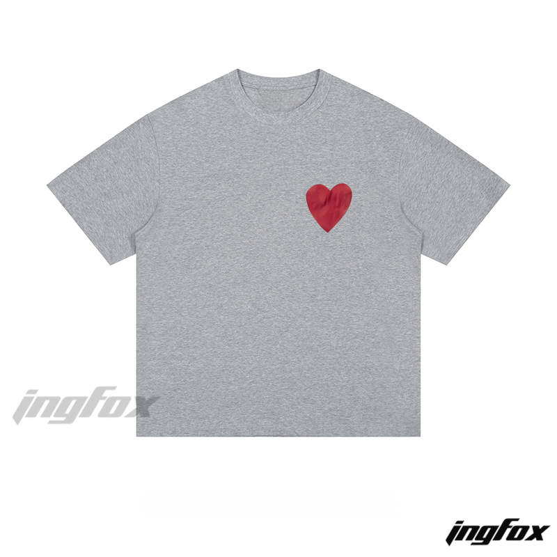 Minimalist Heart Accent - Loose Fit Short Sleeve T-Shirt