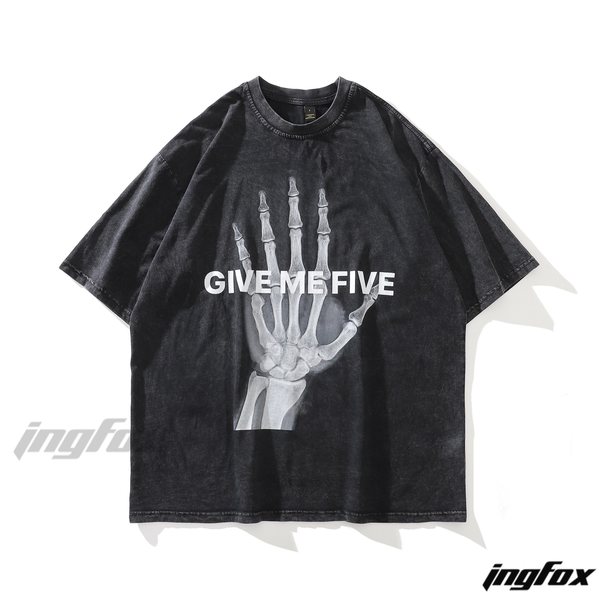 Bone Hand Salute - Vintage Washed Oversized T-Shirt