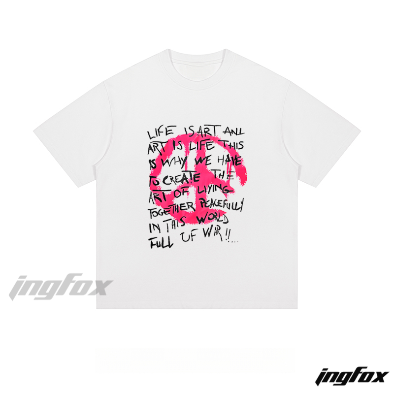Peace Sign & Thought - Provoking Text - Loose Fit Short Sleeve T-Shirt