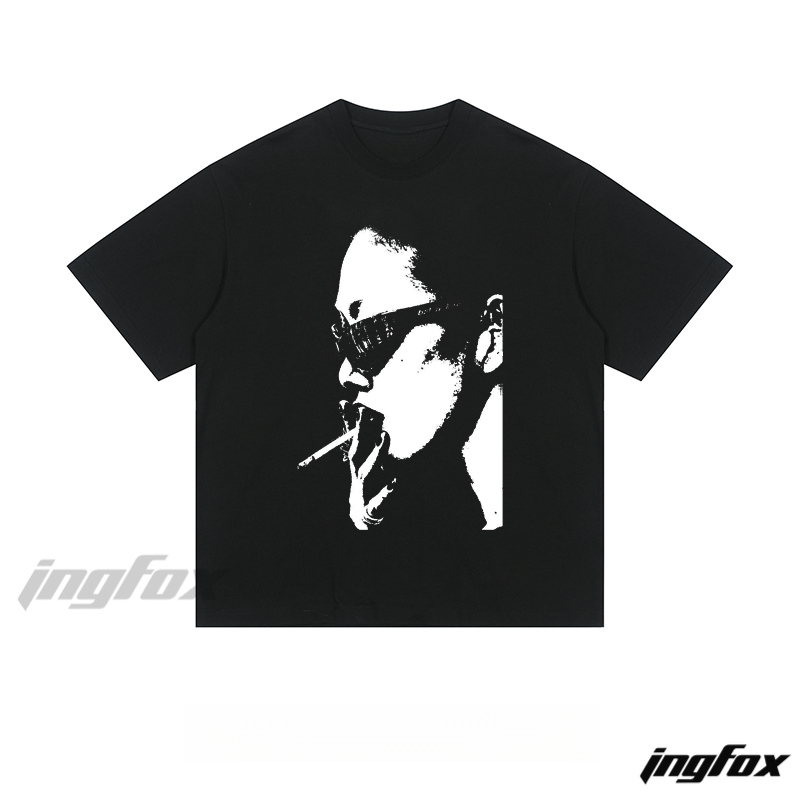 Smoking Figure Silhouette - Black Loose Fit Short Sleeve T-Shirt