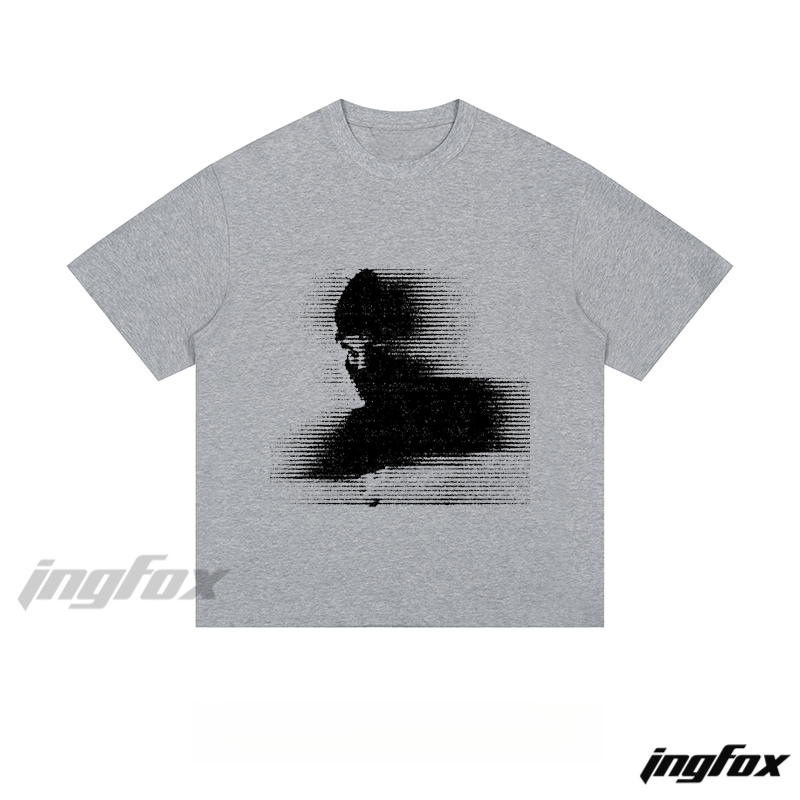 Glitch Art Silhouette Graphic - Loose Fit Short Sleeve T-Shirt