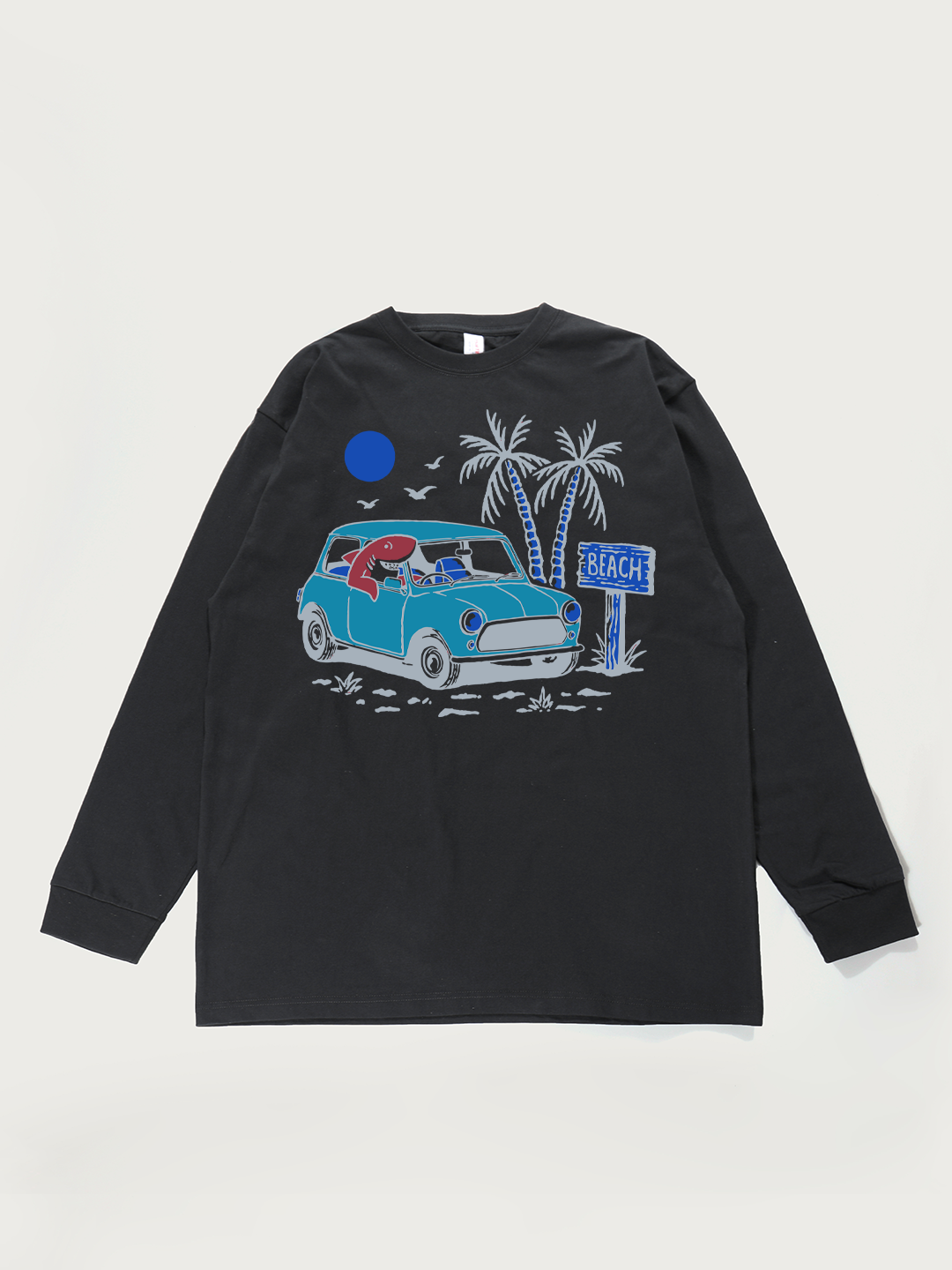 Beach Car Cartoon - Unisex Retro Cotton Long Sleeve T-Shirt