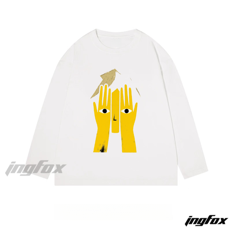 Abstract Hand Face - Classic Cotton Long Sleeve Tee