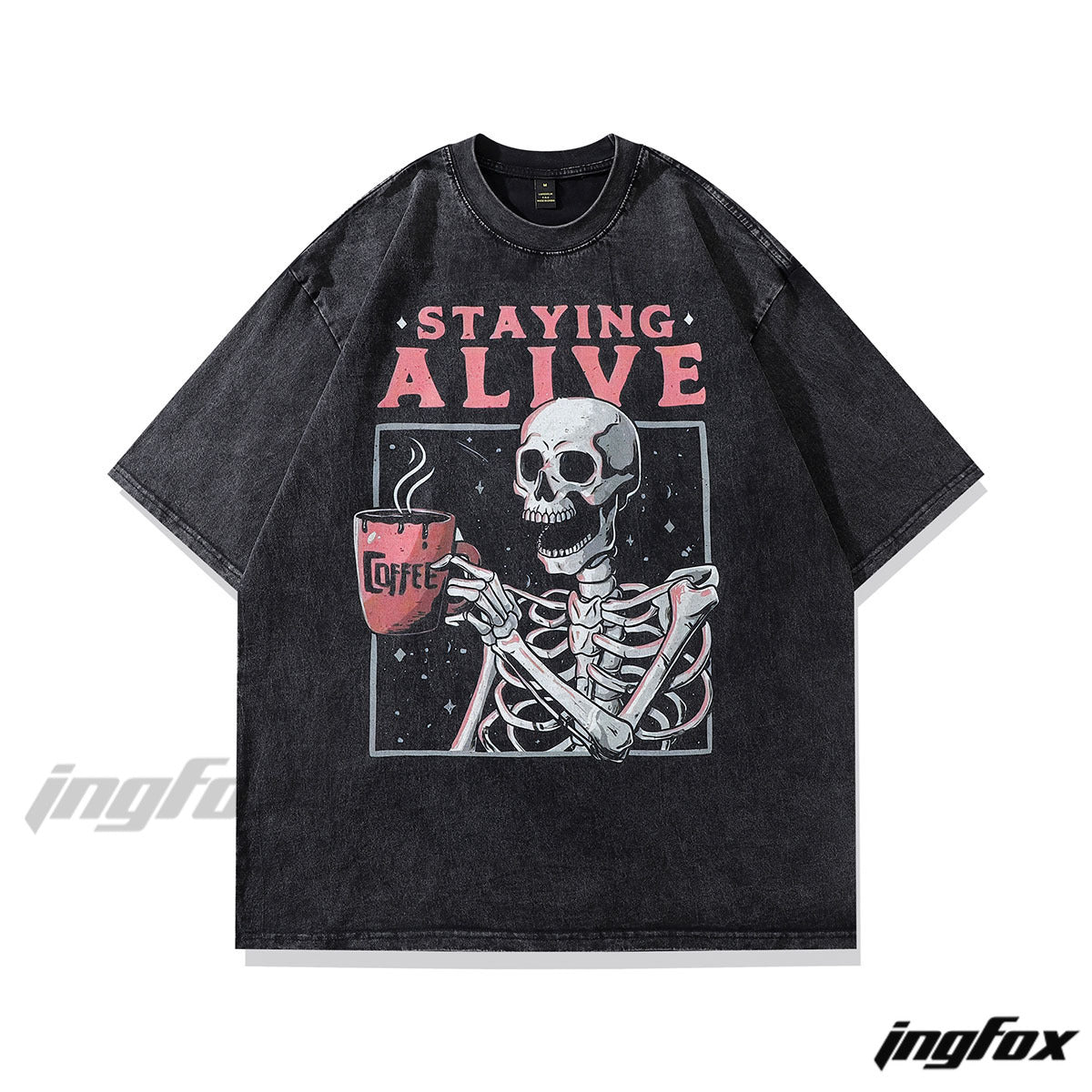 Coffee Skull - Vintage Washed Oversized T-Shirt