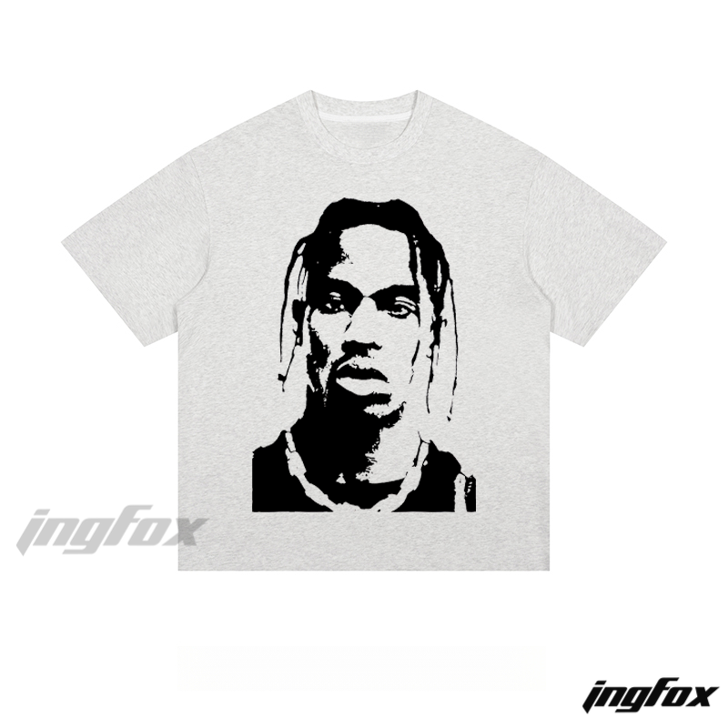 Monochrome Portrait Graphic - Loose Fit Short Sleeve T-Shirt