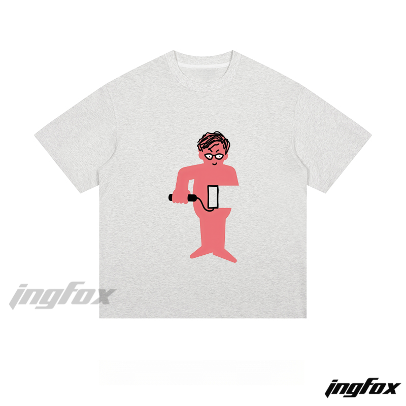 Playful Pink Figure - Loose Fit Short Sleeve T - Shirt