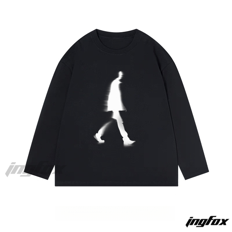 Walking Figure Silhouette - Classic Cotton Long Sleeve Tee