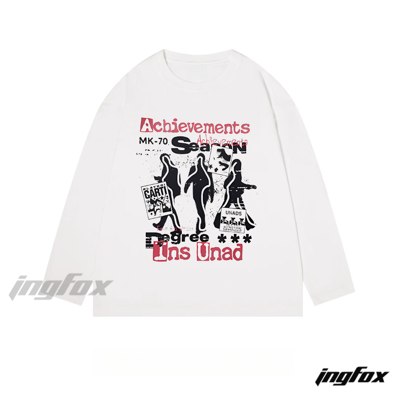 Graphic Text and Silhouette - Themed Classic Cotton Long Sleeve Tee
