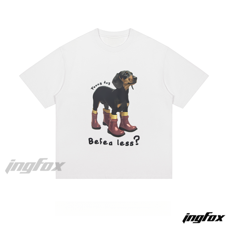 Booted Dachshund Graphic Tee - Loose Fit Short Sleeve T - Shirt