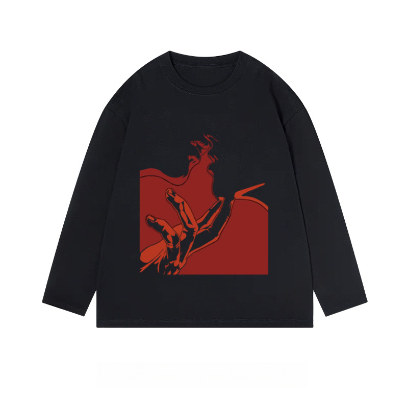 Red Hand & Silhouette - Classic Cotton Long Sleeve Tee