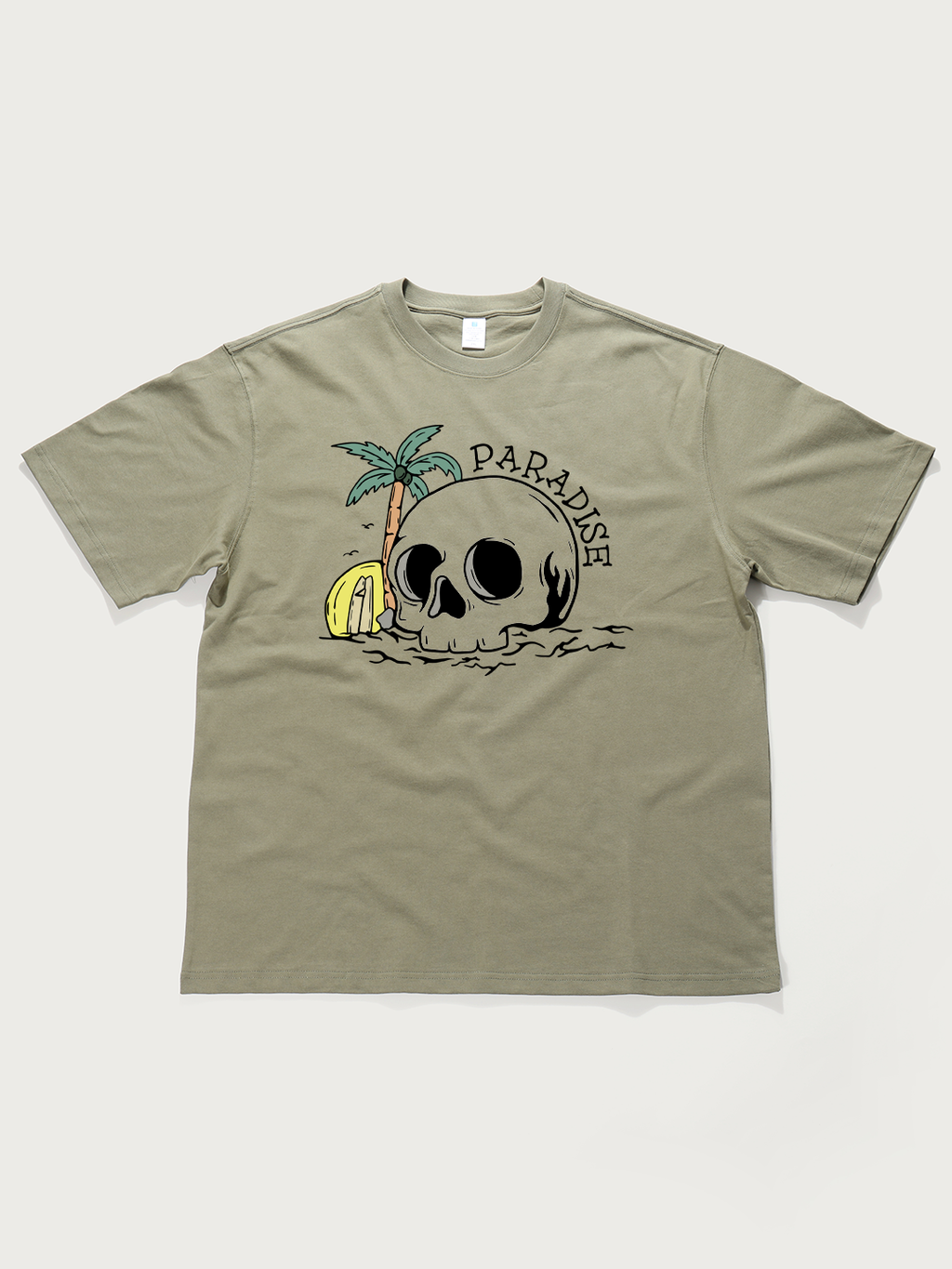 Paradise Skull Beach - Unisex Retro Cotton Short Sleeve T-Shirt