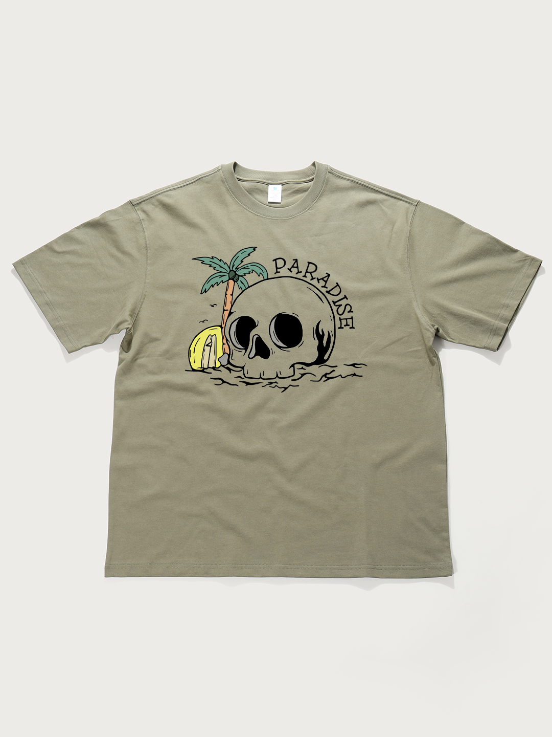 Paradise Skull Beach - Unisex Retro Cotton Short Sleeve T-Shirt