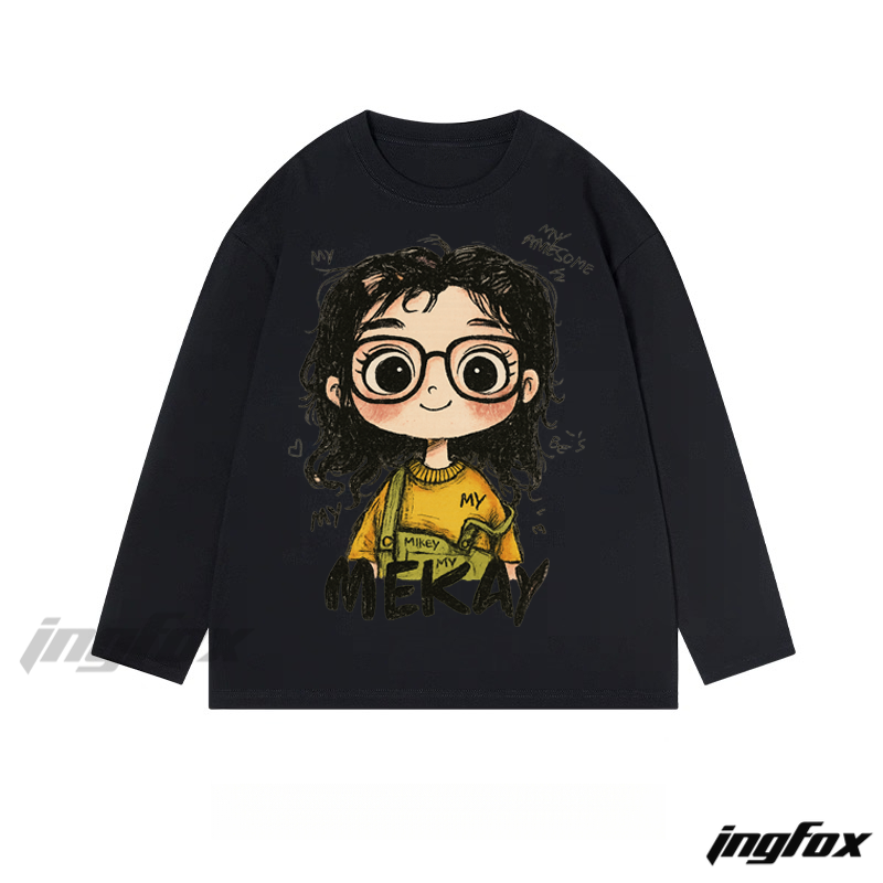 Cartoon Girl - Classic Cotton Long Sleeve Tee