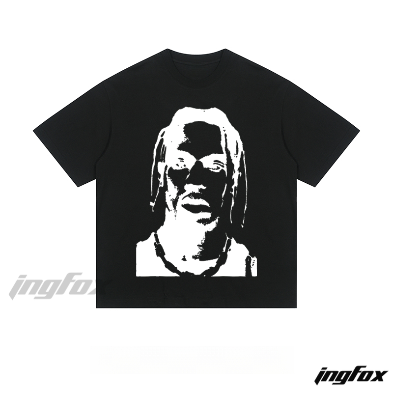 Monochrome Portrait Graphic - Loose Fit Short Sleeve T-Shirt