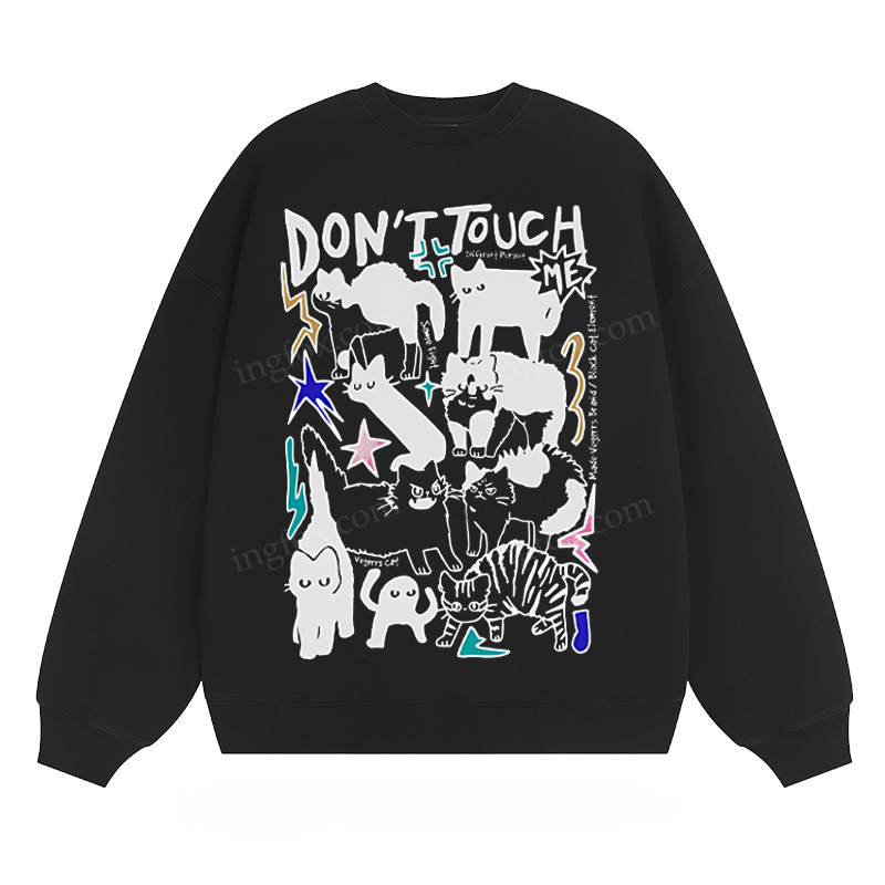 "Don't Touch Me" Cat Graphic - Classic Unisex Fit Crewneck Sweatshirt