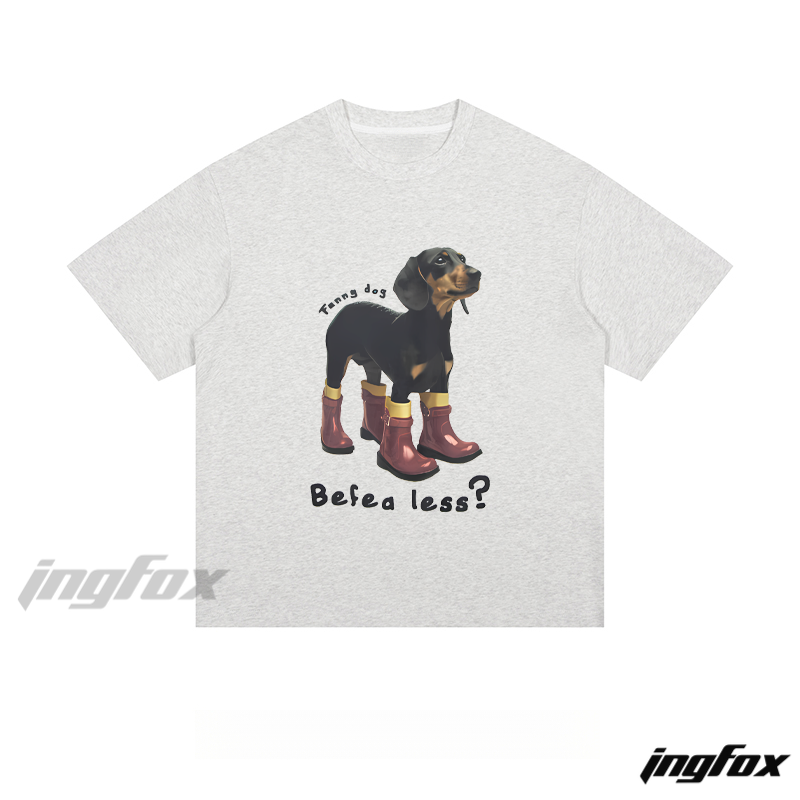 Booted Dachshund Graphic Tee - Loose Fit Short Sleeve T - Shirt