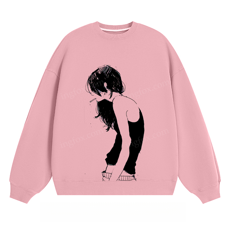 Artistic Girl Sketch - Classic Unisex Fit Crewneck Sweatshirt