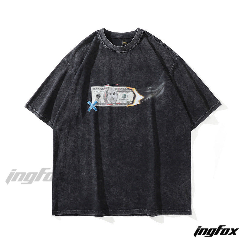 Burning Cash - Vintage Washed Oversized T-Shirt