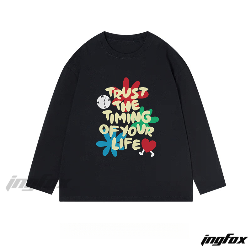"Trust the Timing of Your Life" Text and Graphic - Classic Cotton Long Sleeve Tee