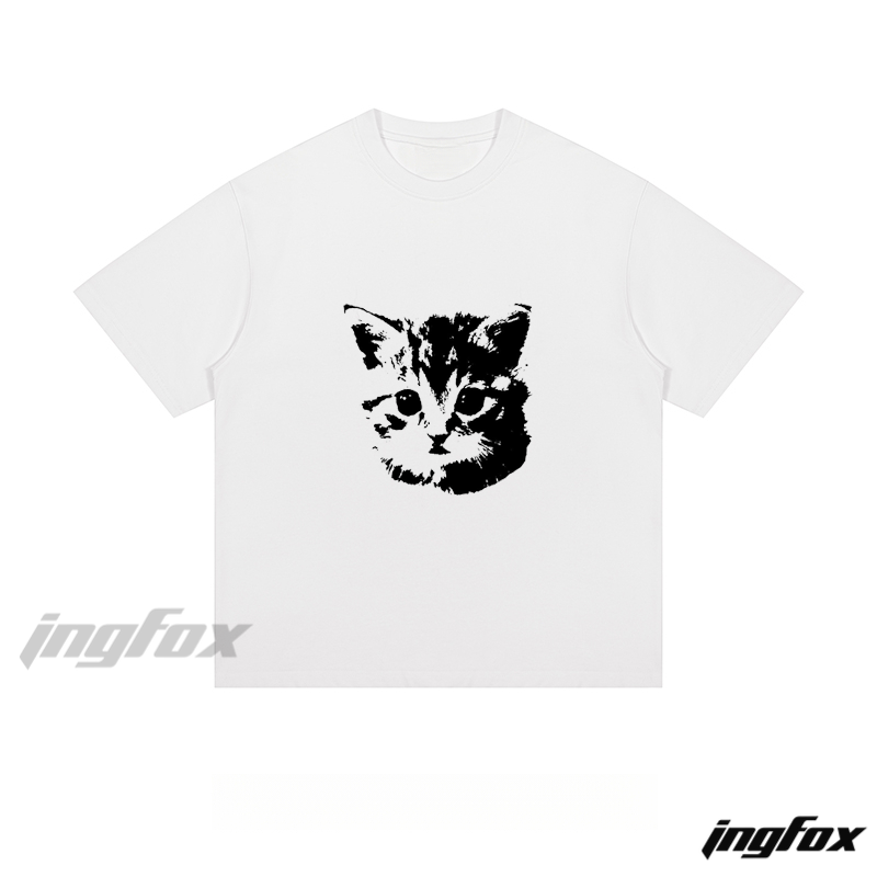 Kitten Face Silhouette - Loose Fit Short Sleeve T-Shirt