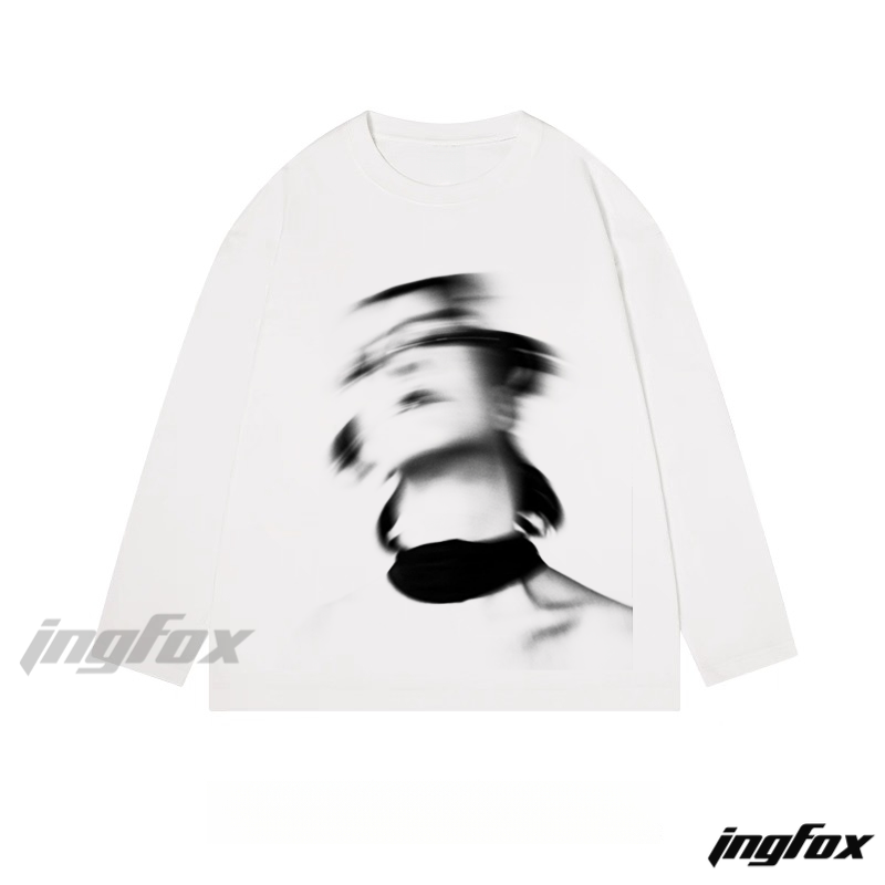 Blurred Portrait Graphic - Classic Cotton Long Sleeve Tee