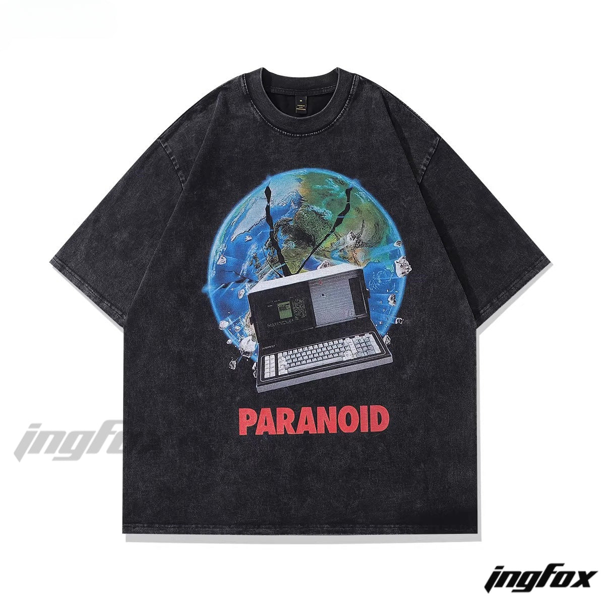 Cyber Paranoia Vibe - Vintage Washed Oversized T-Shirt