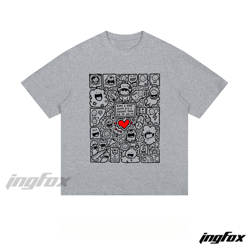 Playful Cartoon Doodle Collage - Loose Fit Short Sleeve T-Shirt