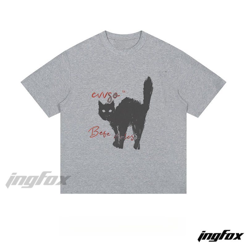 Black Cat Sketch - Loose Fit Short Sleeve T - Shirt