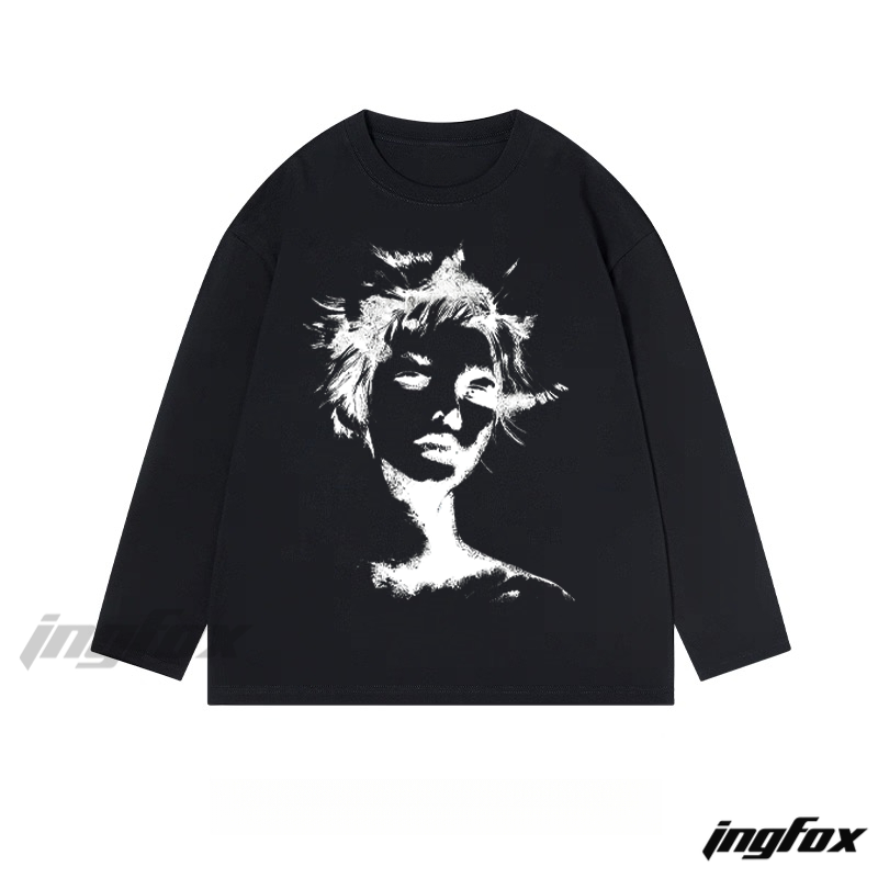 Artistic Portrait Graphic - Classic Cotton Long Sleeve Tee