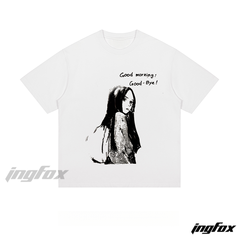 Graphic Girl "Good morning: Good-Bye!" - Loose Fit Short Sleeve T - Shirt