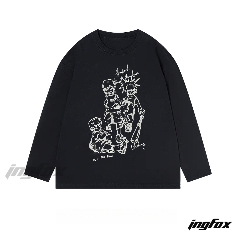 Cartoon Character Group - Themed Classic Cotton Long Sleeve Tee