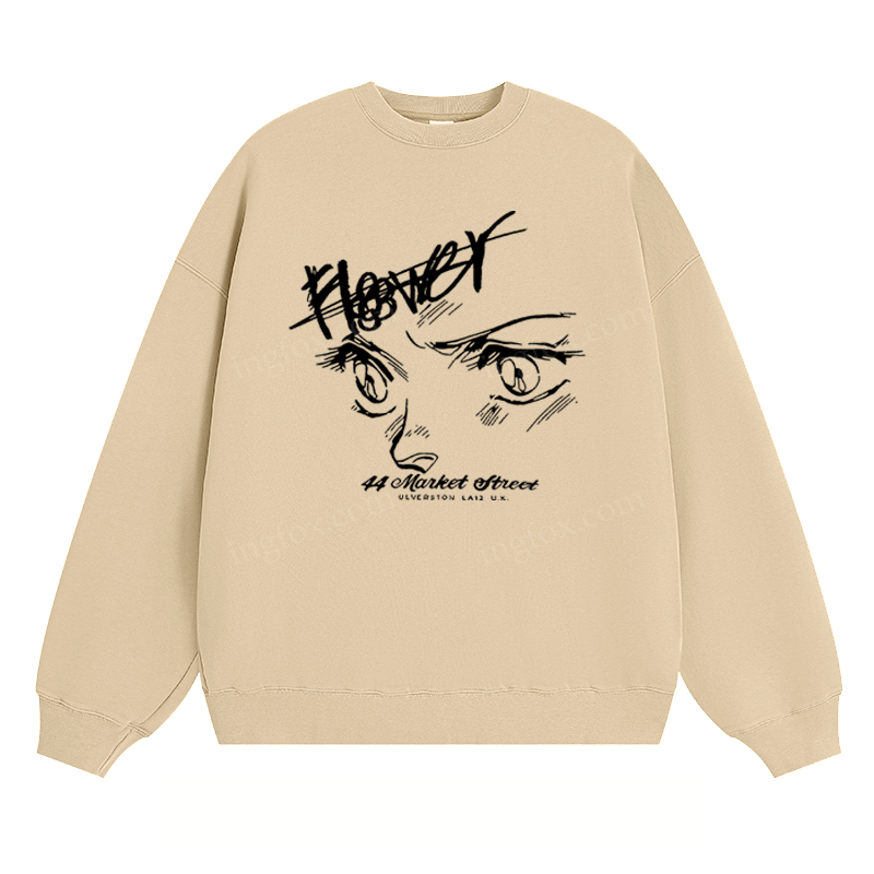 Anime Eyes & "Flower" - Classic Unisex Fit Crewneck Sweatshirt