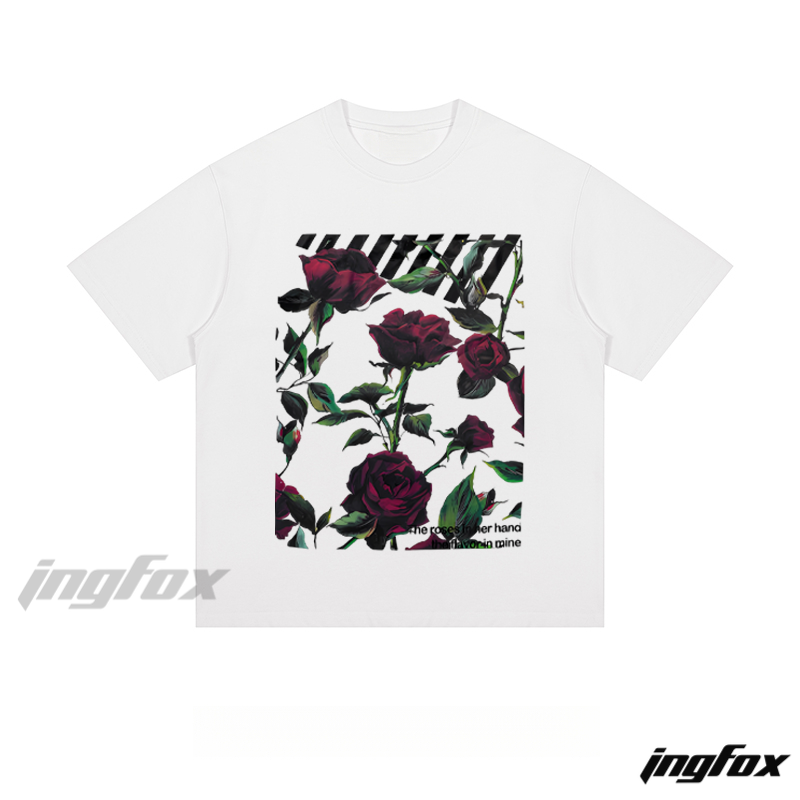 Romantic Red Rose & Poetic Text - Loose Fit Short Sleeve T-Shirt