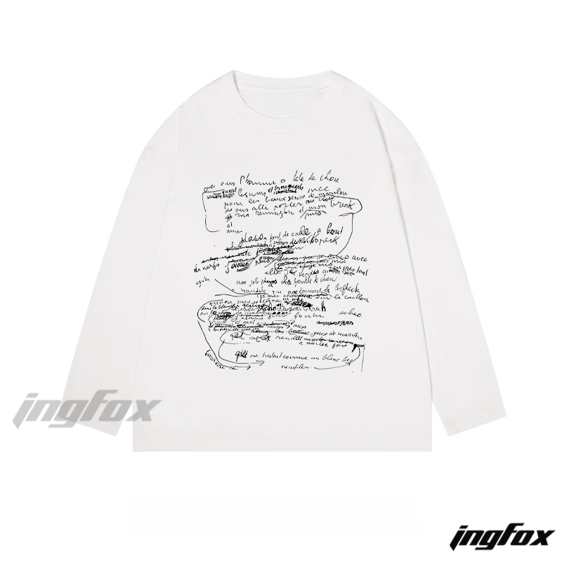 Handwritten Text Collage Graphic - Classic Cotton Long Sleeve Tee