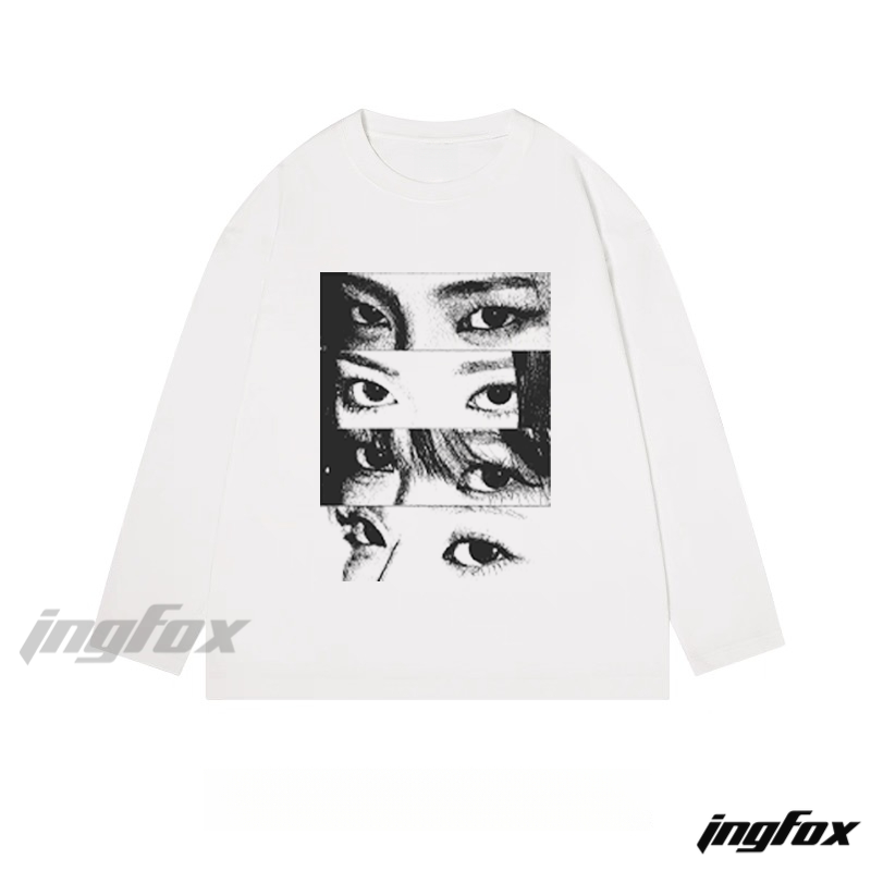 Abstract Eye Collage Graphic - Classic Cotton Long Sleeve Tee