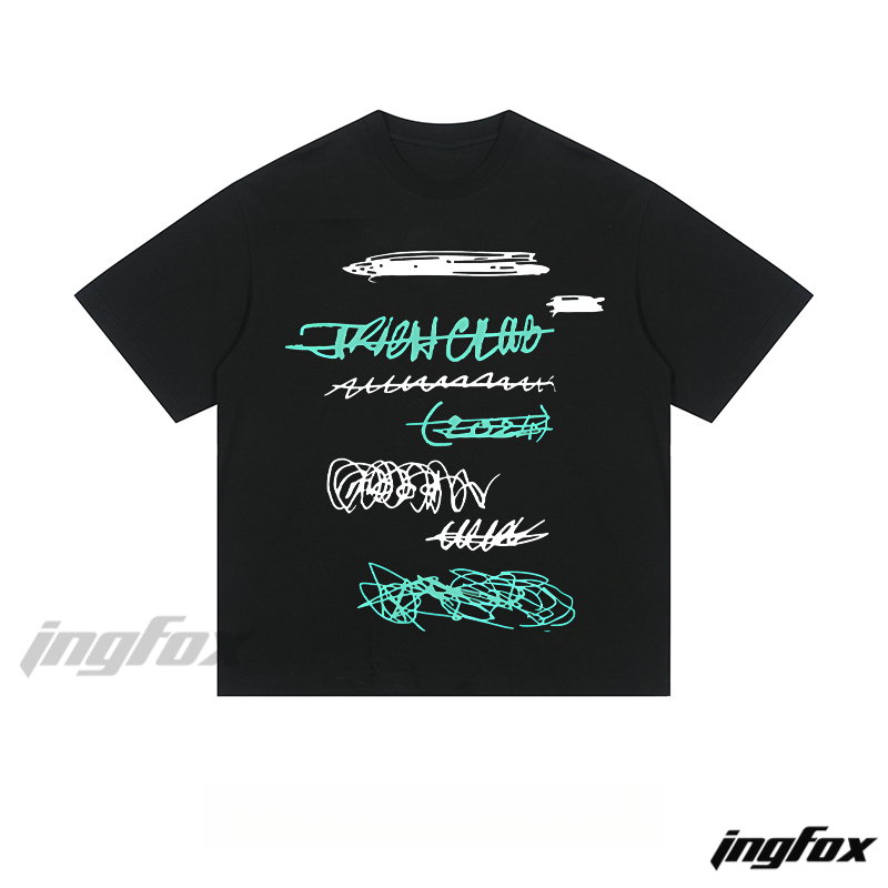 "SECRET CLUB" Scribble Art - Loose Fit Short Sleeve T-Shirt