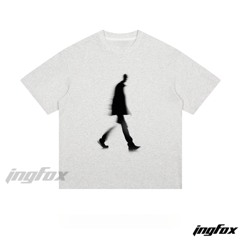 Blurred Silhouette Walk - Loose Fit Short Sleeve T - Shirt