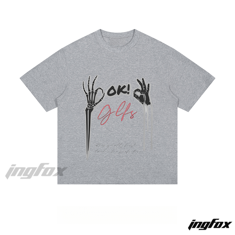 Skeleton Hand Graphic - Loose Fit Short Sleeve T - Shirt