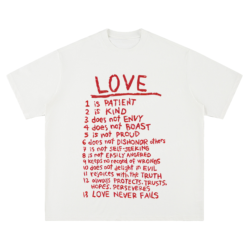 "Love Is..." Biblical Quote - Unisex Fit Short Sleeve T - Shirt