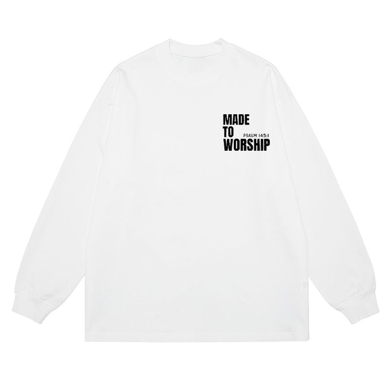 "Made To Worship" Biblical Quote - Classic Unisex Fit Cotton Long Sleeve Tee
